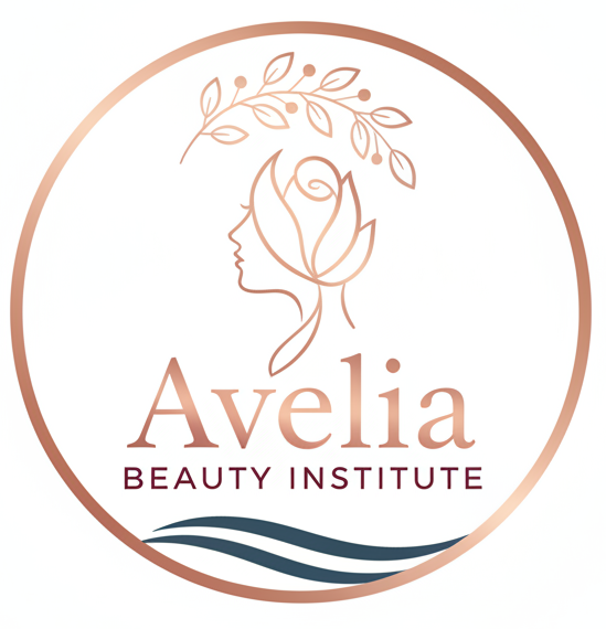 Create a unique logo, white background for AveliaBeautyInstitute